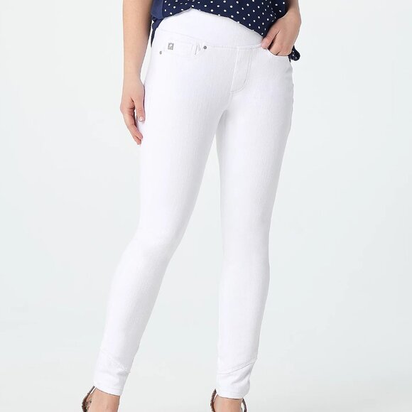 Belle by Kim Gravel Flexibelle White Jegging with Diagonal Hem Size 6 - Picture 1 of 11